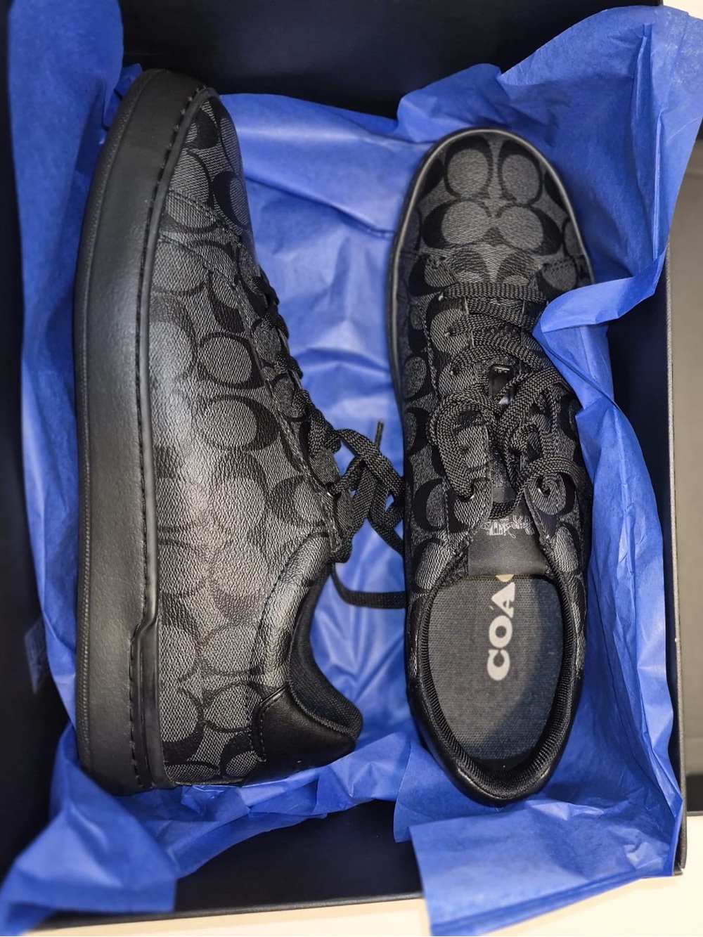 Coach Men’s Black Signature Monogram Sneakers size 12 NWT